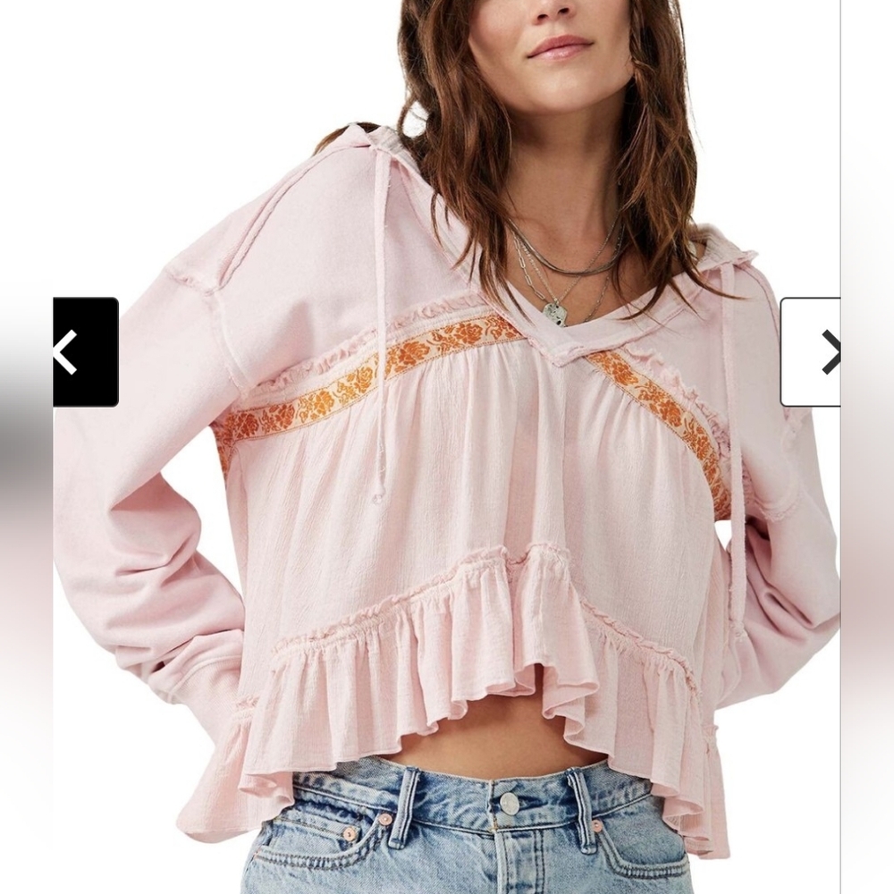 Free People Boho Ruffle Hoodie